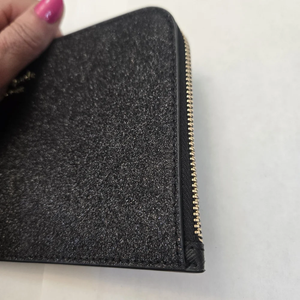 kate spade Glitter Medium L-zip Wristlet Black